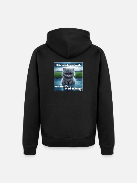 Cat in the rain - Unisex Premium Organic Zip Hoodie - black