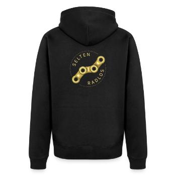Rare Wheelless Bicycle Shirt Cycling 3D Gold - Unisex Premium Organic Zip Hoodie - black - Back - Nico (187cm)