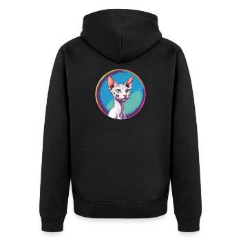 Sphynx Cat - Unisex Premium Bio Zip Hoodie - Schwarz - Hinten - Nico (187cm)