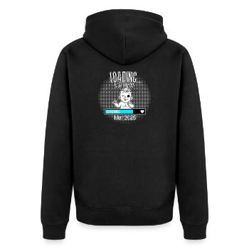 Baby lädt… Ankunft: Mai 2025 - Unisex Premium Bio Zip Hoodie - Schwarz - Hinten - Nico (187cm)