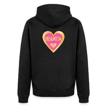 HERZ BEAMTIN - Unisex Premium Bio Zip Hoodie - Schwarz - Hinten - Nico (187cm)
