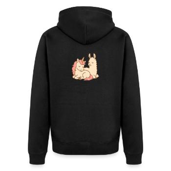 Licorne et lama endormis - Veste à capuche bio Premium Unisexe - noir - Dos - Nico (187cm)