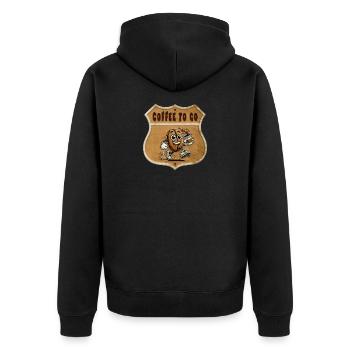Coffee to Go – Vintage Style - Unisex Premium Bio Zip Hoodie - Schwarz - Hinten - Nico (187cm)