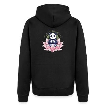 Panda méditant sur fleur de lotus - Veste à capuche bio Premium Unisexe - noir - Dos - Nico (187cm)