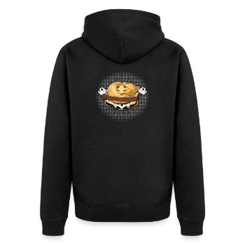 Leberkas Zen – Pleine conscience avec humour - Veste à capuche bio Premium Unisexe - noir - Dos - Nico (187cm)