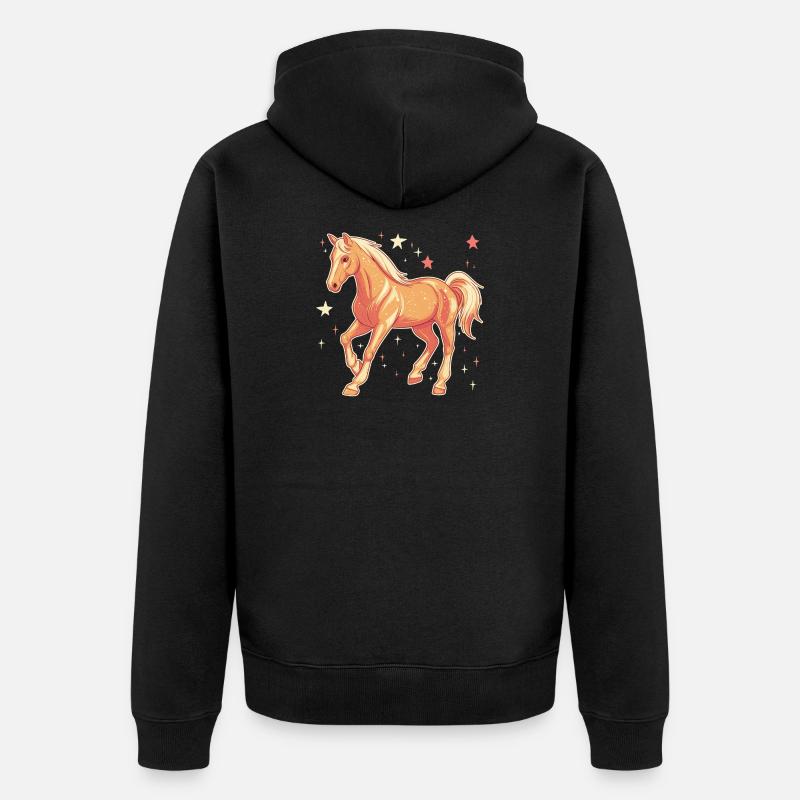 Pferd mit Sternen - Unisex Premium Bio Zip Hoodie - Schwarz