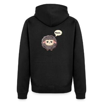 Schwarzes Schaf - Nope - Unisex Premium Bio Zip Hoodie - Schwarz - Hinten - Nico (187cm)