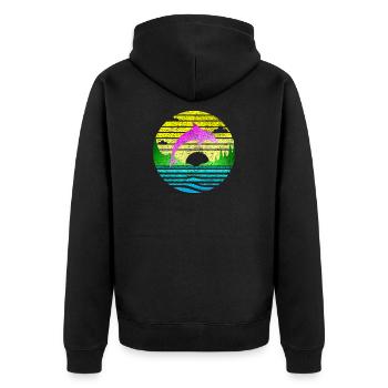 Jumping Dolphin 2 - Unisex Premium Organic Zip Hoodie - black - Back - Nico (187cm)