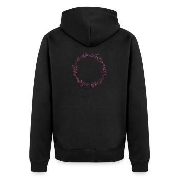 Blütenkreis aus pinken Blumen - Unisex Premium Bio Zip Hoodie - Schwarz - Hinten - Nico (187cm)