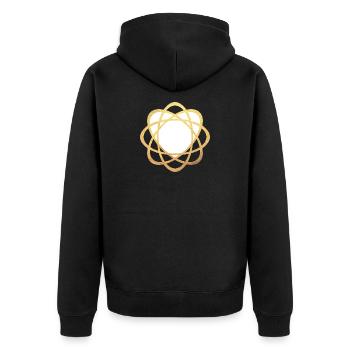 Yoga Herz Liebe Meditation Gold Luxus Mandala om - Unisex Premium Bio Zip Hoodie - Schwarz - Hinten - Nico (187cm)