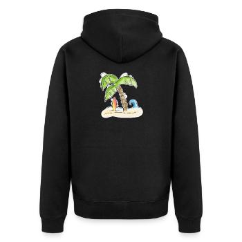 Surfbrett unter Palme - Unisex Premium Bio Zip Hoodie - Schwarz - Hinten - Nico (187cm)