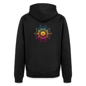 yogafeva 18 new Yoga Rainbow Meditation Mandala - Unisex Premium Organic Zip Hoodie - black - Back - Nico (187cm)