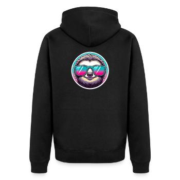 Sloth with sunglasses in pastel - Unisex Premium Organic Zip Hoodie - black - Back - Nico (187cm)