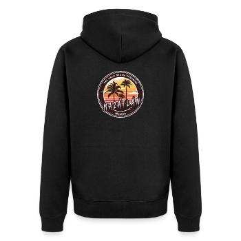 Mazatlán Mexiko Sonnenuntergang Design - Unisex Premium Bio Zip Hoodie - Schwarz - Hinten - Nico (187cm)