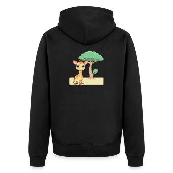 Cute Baby Giraffe Near a Tree (v02) - Unisex Premium Organic Zip Hoodie - black - Back - Nico (187cm)