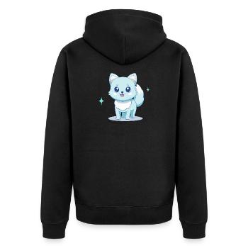 Adorable blue spitz dog with cheerful eyes - Unisex Premium Organic Zip Hoodie - black - Back - Nico (187cm)