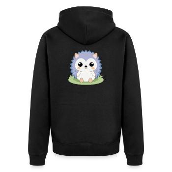 Igelbaby sitzt im Garten - Unisex Premium Bio Zip Hoodie - Schwarz - Hinten - Nico (187cm)