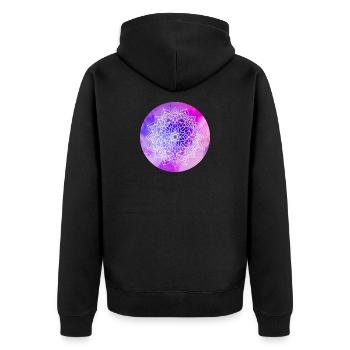 Yoga Mandala violett Aquarell Kreis Meditation om - Unisex Premium Bio Zip Hoodie - Schwarz - Hinten - Nico (187cm)