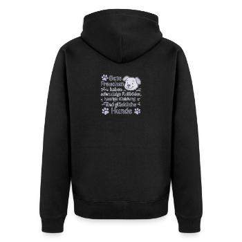 Gute Frauen Hundeliebe und Chaos - Unisex Premium Bio Zip Hoodie - Schwarz - Hinten - Nico (187cm)