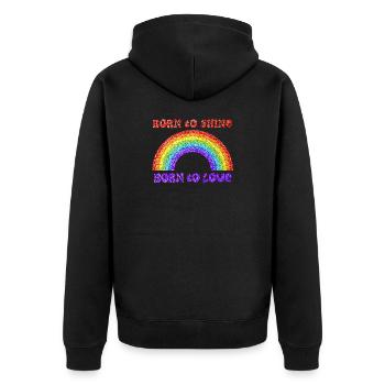 Regenbogen, geboren zu lieben, Stolz, LGBTQ+ - Unisex Premium Bio Zip Hoodie - Schwarz - Hinten - Nico (187cm)