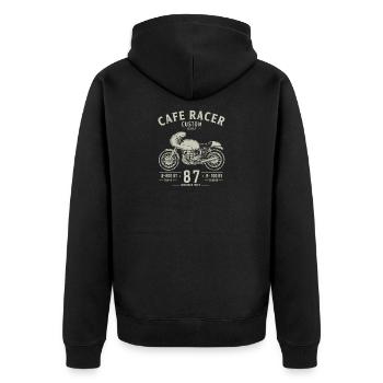 Design de moto vintage café racer - Veste à capuche bio Premium Unisexe - noir - Dos - Nico (187cm)