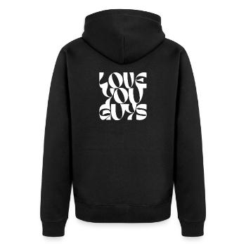 Bold Love You Guys Typografie Design - Unisex Premium Bio Zip Hoodie - Schwarz - Hinten - Nico (187cm)