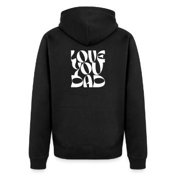Bold Love You Print Design - Unisex Premium Organic Zip Hoodie - black - Back - Nico (187cm)