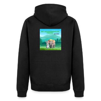 Zwei außergewöhnliche Freunde - Unisex Premium Bio Zip Hoodie - Schwarz - Hinten - Nico (187cm)