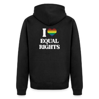 Mois de la fierté LGBTQ - J’aime l’égalité des droits - Veste à capuche bio Premium Unisexe - noir - Dos - Nico (187cm)
