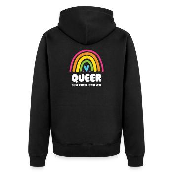 LGBT Pride Month - Queer. Schon vorher war es cool - Unisex Premium Bio Zip Hoodie - Schwarz - Hinten - Nico (187cm)