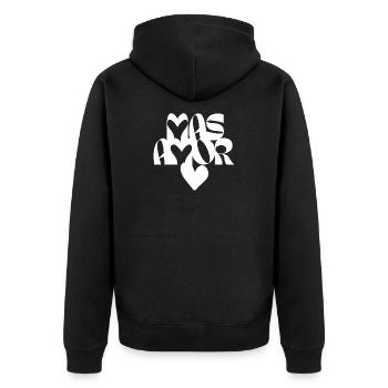 Love Hearts Artistic Typography - Unisex Premium Organic Zip Hoodie - black - Back - Nico (187cm)