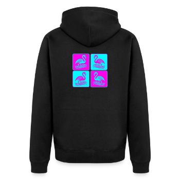Flamant rose Vagues Pop Art - Veste à capuche bio Premium Unisexe - noir - Dos - Nico (187cm)