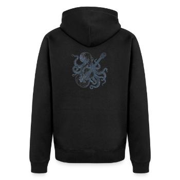 Octopus with Guitar Vintage Retro Music Band Look - Unisex Premium Organic Zip Hoodie - black - Back - Nico (187cm)