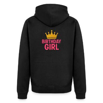 Couronne de fille d’anniversaire | Motif de princesse rose doré - Veste à capuche bio Premium Unisexe - noir - Dos - Nico (187cm)