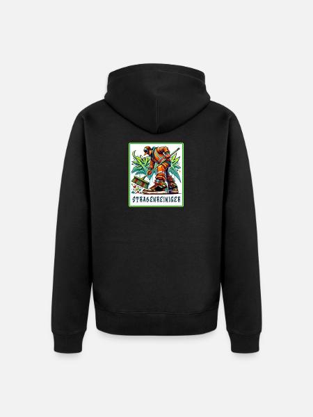 Straßenreiniger im Graffiti-Style - Unisex Premium Bio Zip Hoodie - Schwarz