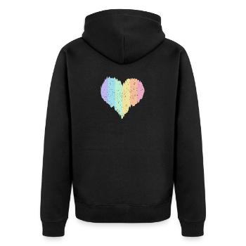 Rainbow Heart Pastel Colors Pride Month LGBTQ+ - Unisex Premium Organic Zip Hoodie - black - Back - Nico (187cm)