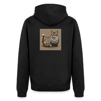 Playful Fox Mother and Child - Unisex Premium Organic Zip Hoodie - black - Back - Nico (187cm)