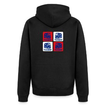 Thailand Tuk Tuk Design - Unisex Premium Bio Zip Hoodie - Schwarz - Hinten - Nico (187cm)