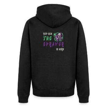 Keep Calm – Le pulvérisateur - Veste à capuche bio Premium Unisexe - noir - Dos - Nico (187cm)
