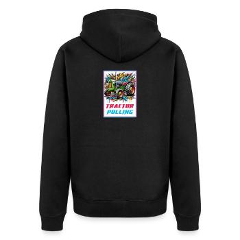 Tractor Pulling Power - Unisex Premium Bio Zip Hoodie - Schwarz - Hinten - Nico (187cm)