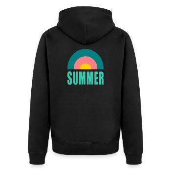 GELIEBTE. HERZ. MEISTER. VIELEN DANK. DANKE HERRIN. - Unisex Premium Bio Zip Hoodie - Schwarz - Hinten - Nico (187cm)