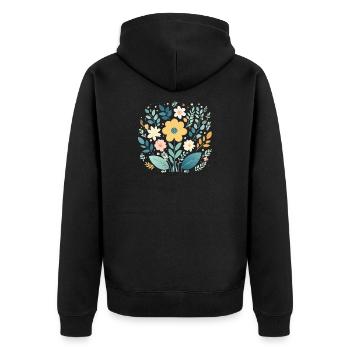 Sanfte pastellfarbene Blumenblüte - Boho Botanical - Unisex Premium Bio Zip Hoodie - Schwarz - Hinten - Nico (187cm)