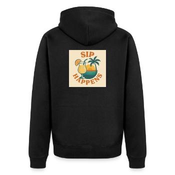 Sip Happens - Unisex Premium Bio Zip Hoodie - Schwarz - Hinten - Nico (187cm)