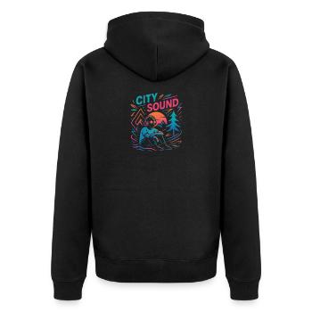 CITY SOUND - Unisex Premium Bio Zip Hoodie - Schwarz - Hinten - Nico (187cm)