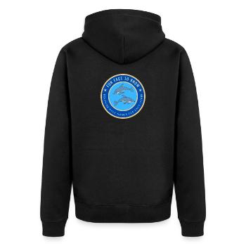 Dolphins have names for each other - Unisex Premium Organic Zip Hoodie - black - Back - Nico (187cm)