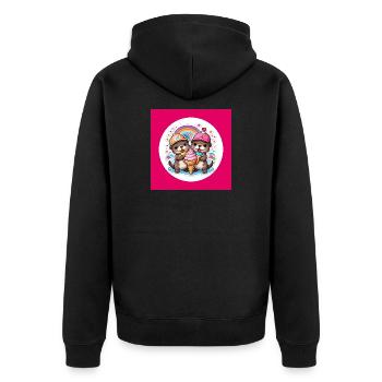 Two otters with colorful cream cone - Unisex Premium Organic Zip Hoodie - black - Back - Nico (187cm)