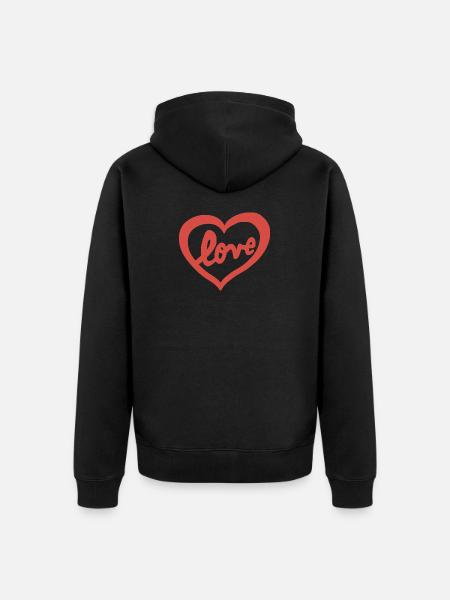 Heart in love - Unisex Premium Organic Zip Hoodie - black