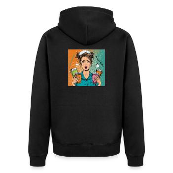 Chaos im Dienst. Ruhe im Kaffee. - Unisex Premium Bio Zip Hoodie - Schwarz - Hinten - Nico (187cm)