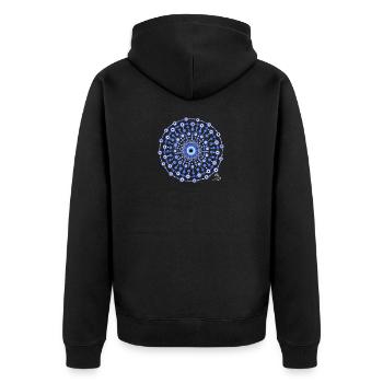 Mandala Schutz - Unisex Premium Bio Zip Hoodie - Schwarz - Hinten - Nico (187cm)