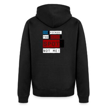 Wrong Spot – Concert Edition - Unisex Premium Organic Zip Hoodie - black - Back - Nico (187cm)